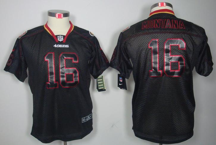 Kids Nike San Francisco 49ers 16 Joe Montana Lights Out Black NFL Jerseys Cheap