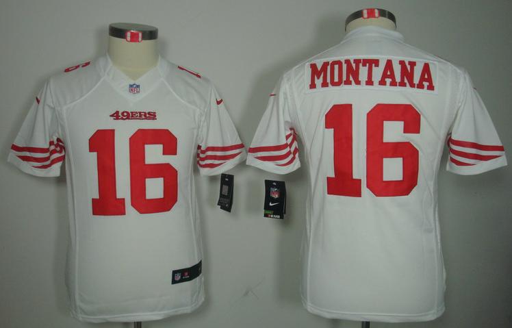 Kids Nike San Francisco 49ers 16 Joe Montana White Game LIMITED NFL Jerseys Cheap