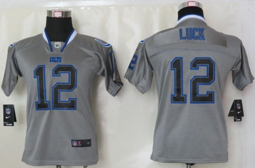 Kids Nike Indianapolis Colts #12 Andrew Luck Grey Lights Out Elite NFL Jerseys Cheap