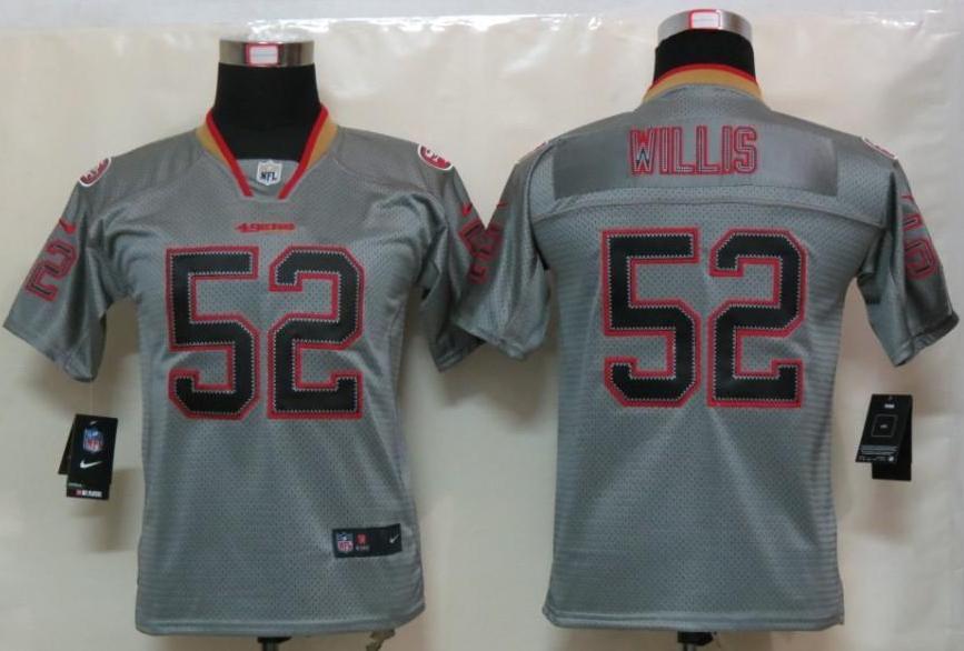Kids Nike San Francisco 49ers 52# Patrick Willis Grey Lights Out Elite NFL Jerseys Cheap