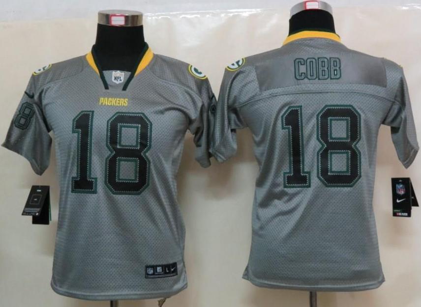 Kids Nike Green Bay Packers #18 Randall Cobb Grey Lights Out Elite NFL Jerseys Cheap