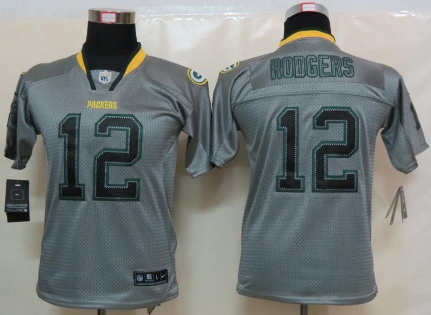 Kids Nike Green Bay Packers 12 Aaron Rodgers Grey Lights Out Elite NFL Jerseys Cheap