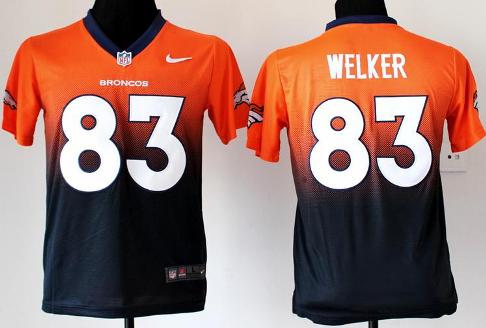 Kids Nike Denver Broncos 83 Wes Welker Orange Blue Drift Fashion II Elite NFL Jerseys Cheap