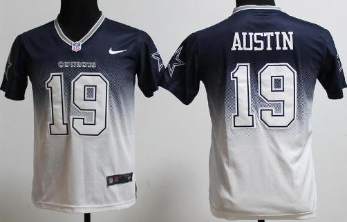 Kids Nike Dallas Cowboys 19 Miles Austin Blue White Drift Fashion II Elite NFL Jerseys Cheap