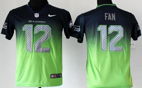 Kids Nike Seattle Seahawks 12 Fan Blue Green Drift Fashion II Elite NFL Jerseys Cheap