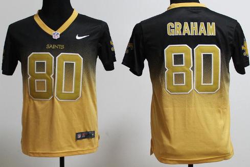 Kids Nike New Orleans Saints 80 Jimmy Graham Black Gold Drift Fashion II Elite NFL Jerseys Cheap