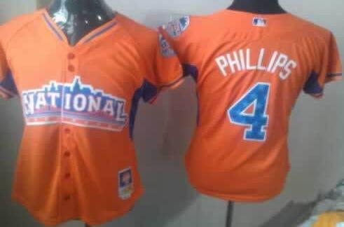 Cheap Women 2013 MLB ALL STAR National League Cincinnati Reds 4 Brandon Phillips Orange Jerseys