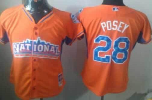 Cheap Women 2013 MLB ALL STAR National League San Francisco Giants 28 Buster Posey Orange Jerseys