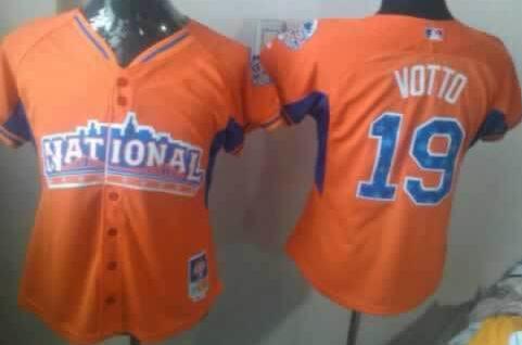 Cheap Women 2013 MLB ALL STAR National League Cincinnati Reds 19 Joey Votto Orange Jerseys