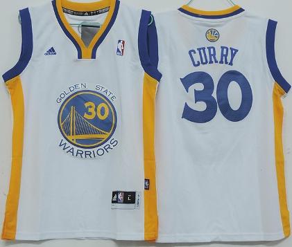 Kids Golden State Warriors 30 Stephen Curry White Revolution 30 Swingman NBA Jerseys Cheap
