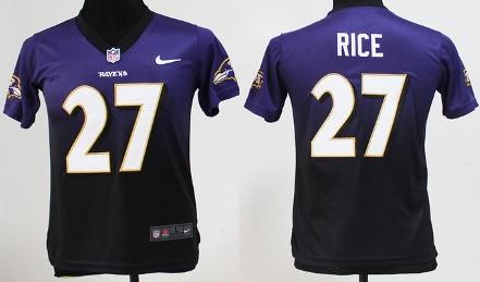 Kids Nike Baltimore Ravens 27 Ray Rice Black Purple Drift Fashion II Elite NFL Jerseys Cheap