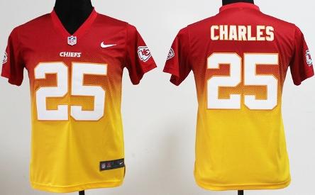 Kids Nike Kansas City Chiefs 25 Jamaal Charles Red Gold Drift Fashion II Elite NFL Jerseys Cheap
