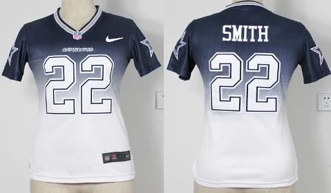 Cheap Women Nike Dallas Cowboys 22 Emmitt Smith Blue White Drift Fashion II Elite NFL Jerseys
