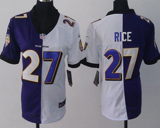 Cheap Women Nike Baltimore Ravens #27 Ray Rice Purple White Split NFL Jerseys