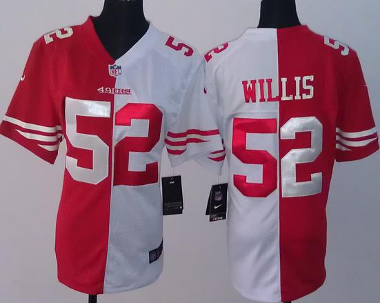Cheap Women Nike San Francisco 49ers 52 Patrick Willis White Red Split NFL Jerseys