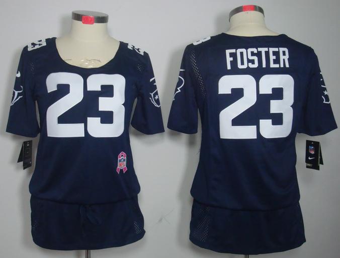 Cheap Women Nike Houston Texans #23 Arian Foster Blue Breast Cancer Awareness NFL Jersey