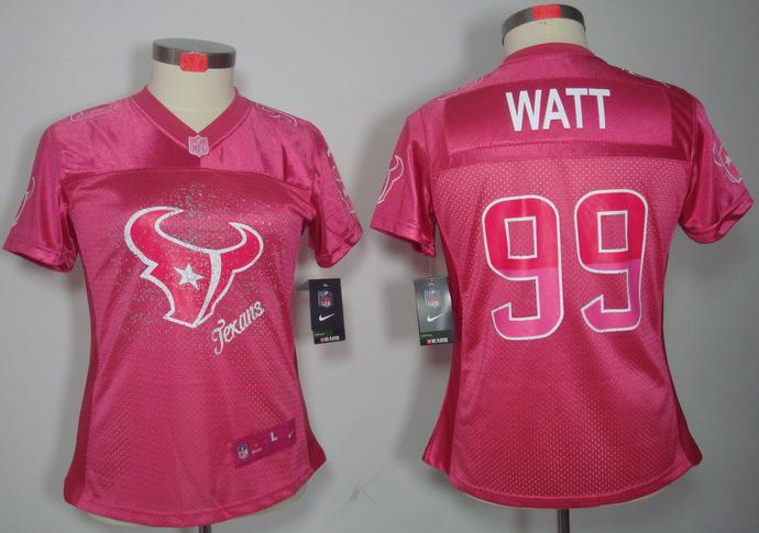 Cheap Women Nike Houston Texans 99# J.J. Watt Pink FEM FAN Elite NFL Jersey