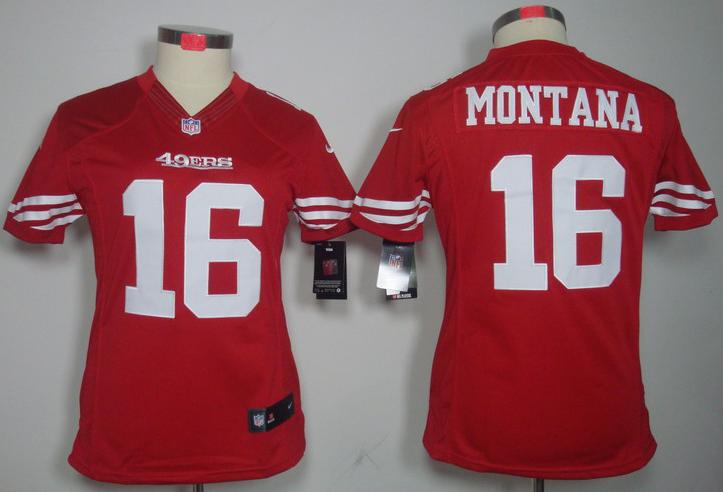 Cheap Women Nike San Francisco 49ers 16 Joe Montana Red Game LIMITED NFL Jerseys