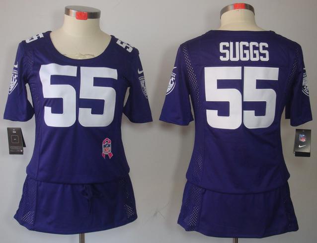 Cheap Women Nike Baltimore Ravens #55 Terrell Suggs Purple Breast Cancer Awareness NFL Jersey