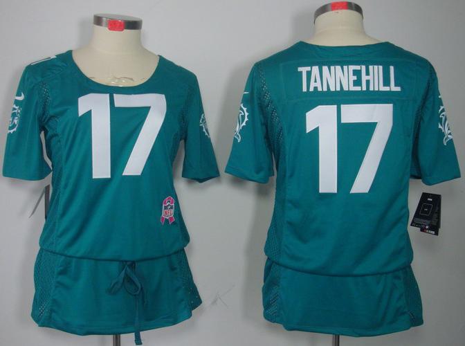Cheap Women Nike Miami Dolphins 17# Ryan Tannehill Green Breast Cancer Awareness NFL Jersey