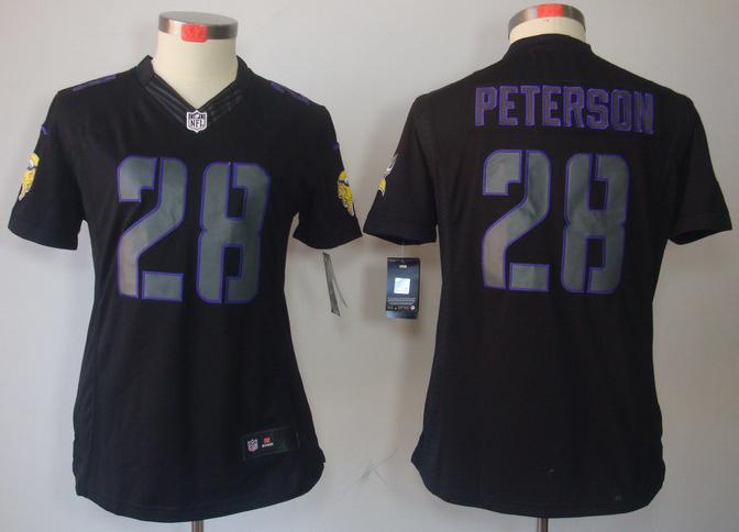 Cheap Women Nike Minnesota Vikings 28# Adrian Peterson Black Impact Game LIMITED NFL Jerseys