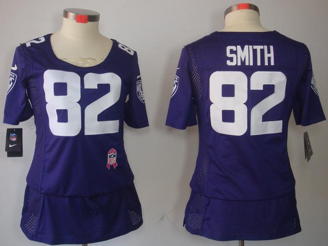 Cheap Women Nike Baltimore Ravens 82 Torrey Smith Purple Breast Cancer Awareness NFL Jersey