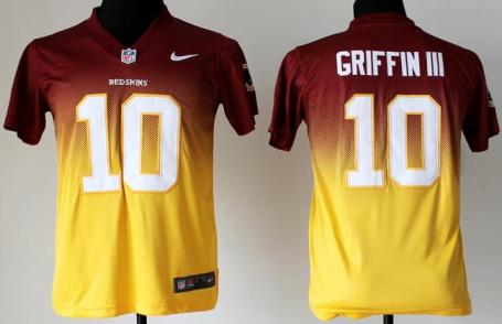 Kids Nike Washington Redskins 10 Robert Griffin III Red Yellow Drift Fashion II Elite NFL Jerseys Cheap