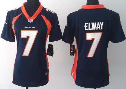 Cheap Women Nike Denver Broncos 7 John Elway Blue NFL Jerseys 2013 New Style