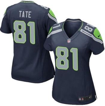 Cheap Women Nike Seattle Seahawks 81 Golden Tate Blue NFL Jerseys
