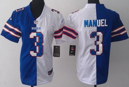 Cheap Women Nike Buffalo Bills 3 EJ Manuel Blue White Split NFL Jerseys