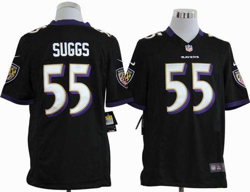 Kids Nike Baltimore Ravens #55 Terrell Suggs Black Nike NFL Jerseys Cheap