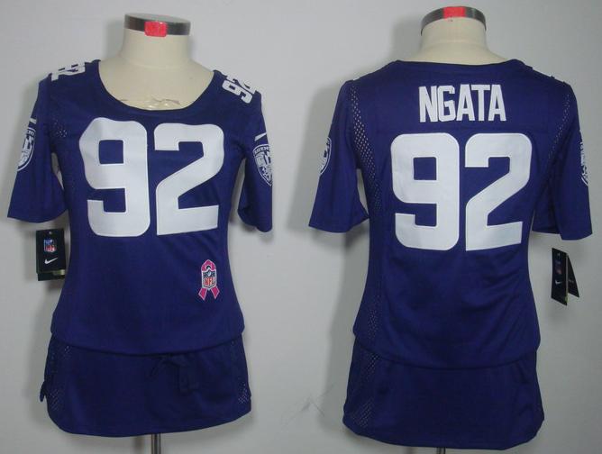 Cheap Women Nike Baltimore Ravens #92 Haloti Ngata Grey Breast Cancer Awareness NFL Jersey