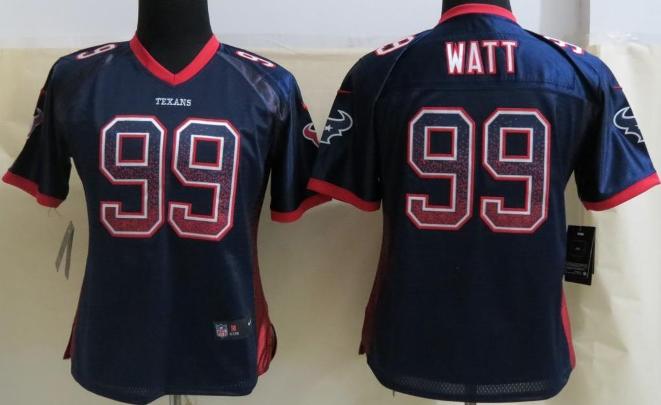 Cheap Women Nike Houston Texans 99 J.J. Watt Blue Elite Drift Fashion NFL Jerseys