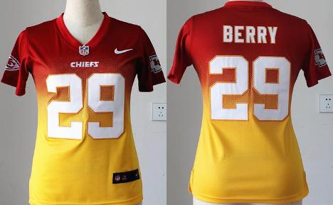 Cheap Women Nike Kansas City Chiefs 29 Eric Berry Red Yellow Elite Drift Fashion II NFL Jerseys