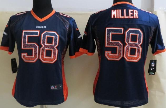 Cheap Women Nike Denver Broncos 58 Von Miller Blue Elite Drift Fashion NFL Jerseys