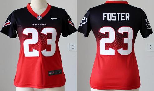 Cheap Women Nike Houston Texans 23 Arian Foster Blue Red Elite Drift Fashion II NFL Jerseys