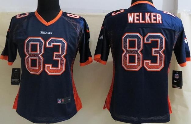 Cheap Women Nike Denver Broncos 83 Wes Welker Blue Elite Drift Fashion NFL Jerseys