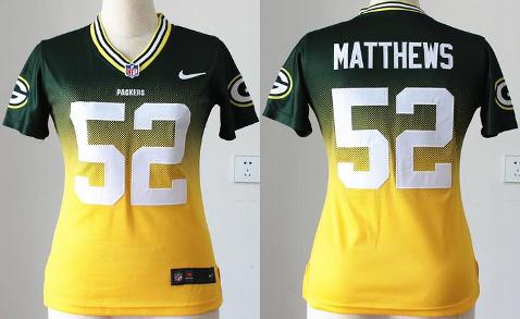 Cheap Womens Nike Green Bay Packers 52 Matthews Green Yellow Elite Drift Fashion II NFL Jerseys