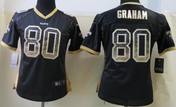 Cheap Women Nike New Orleans Saints 80 Jimmy Graham Elite Drift Fashion Black NFL Jerseys