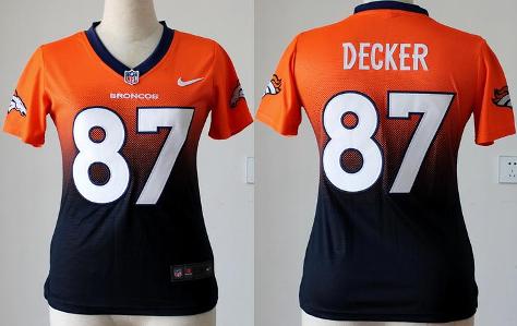Cheap Women Nike Denver Broncos 87 Eric Decker Orange Blue Elite Drift Fashion II NFL Jerseys