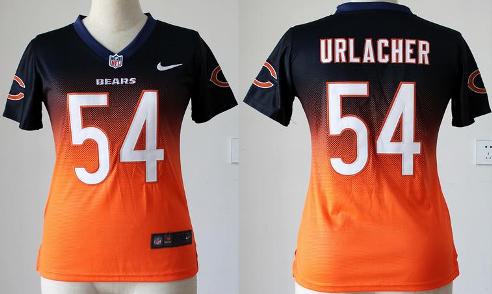 Cheap Women Nike Chicago Bears 54 Brian Urlacher Blue Orange Elite Drift Fashion II NFL Jerseys