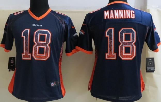 Cheap Women Nike Denver Broncos 18 Peyton Manning Blue Elite Drift Fashion NFL Jerseys