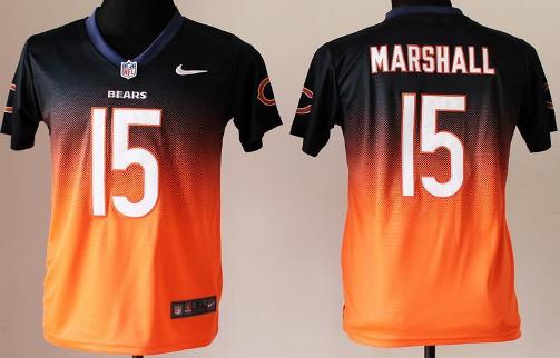 Kids Nike Chicago Bears 15 Brandon Marshall Blue Orange Elite Drift Fashion II NFL Jerseys Cheap