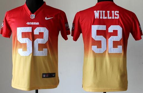 Kids Nike San Francisco 49ers 52 Patrick Willis Red Gold Elite Drift Fashion II NFL Jerseys Cheap