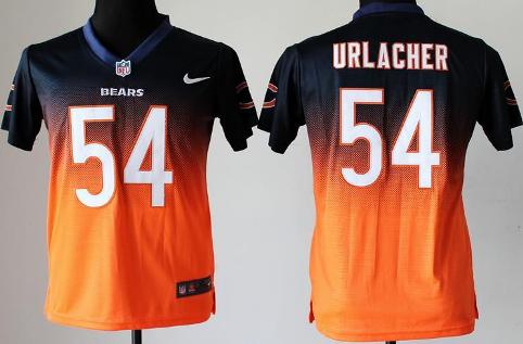 Kids Nike Chicago Bears 54 Brian Urlacher Blue Orange Elite Drift Fashion II NFL Jerseys Cheap