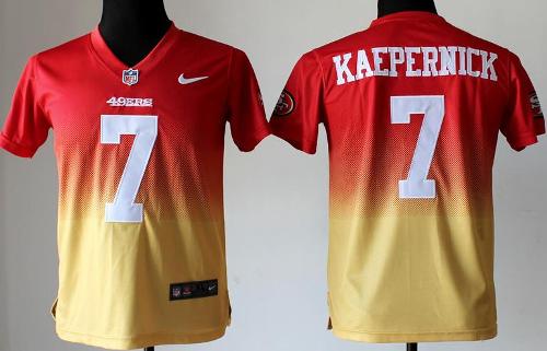 Kids Nike San Francisco 49ers 7 Colin Kaepernick Red Gold Elite Drift Fashion II NFL Jerseys Cheap