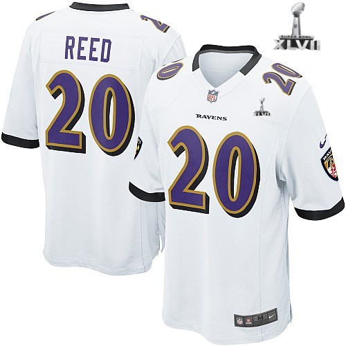 Kids Nike Baltimore Ravens 20 Ed Reed White 2013 Super Bowl NFL Jersey Cheap
