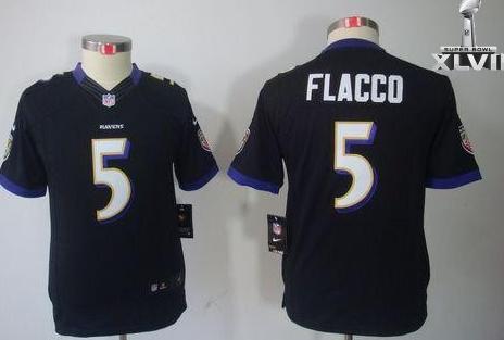 Kids Nike Baltimore Ravens 5 Joe Flacco Limited Black 2013 Super Bowl NFL Jersey Cheap