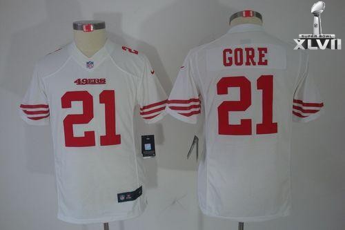 Kids Nike San Francisco 49ers 21 Frank Gore Limited White 2013 Super Bowl NFL Jersey Cheap