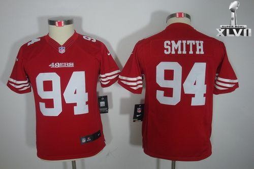 Kids Nike San Francisco 49ers 94 Justin Smith Limited Red 2013 Super Bowl NFL Jersey Cheap